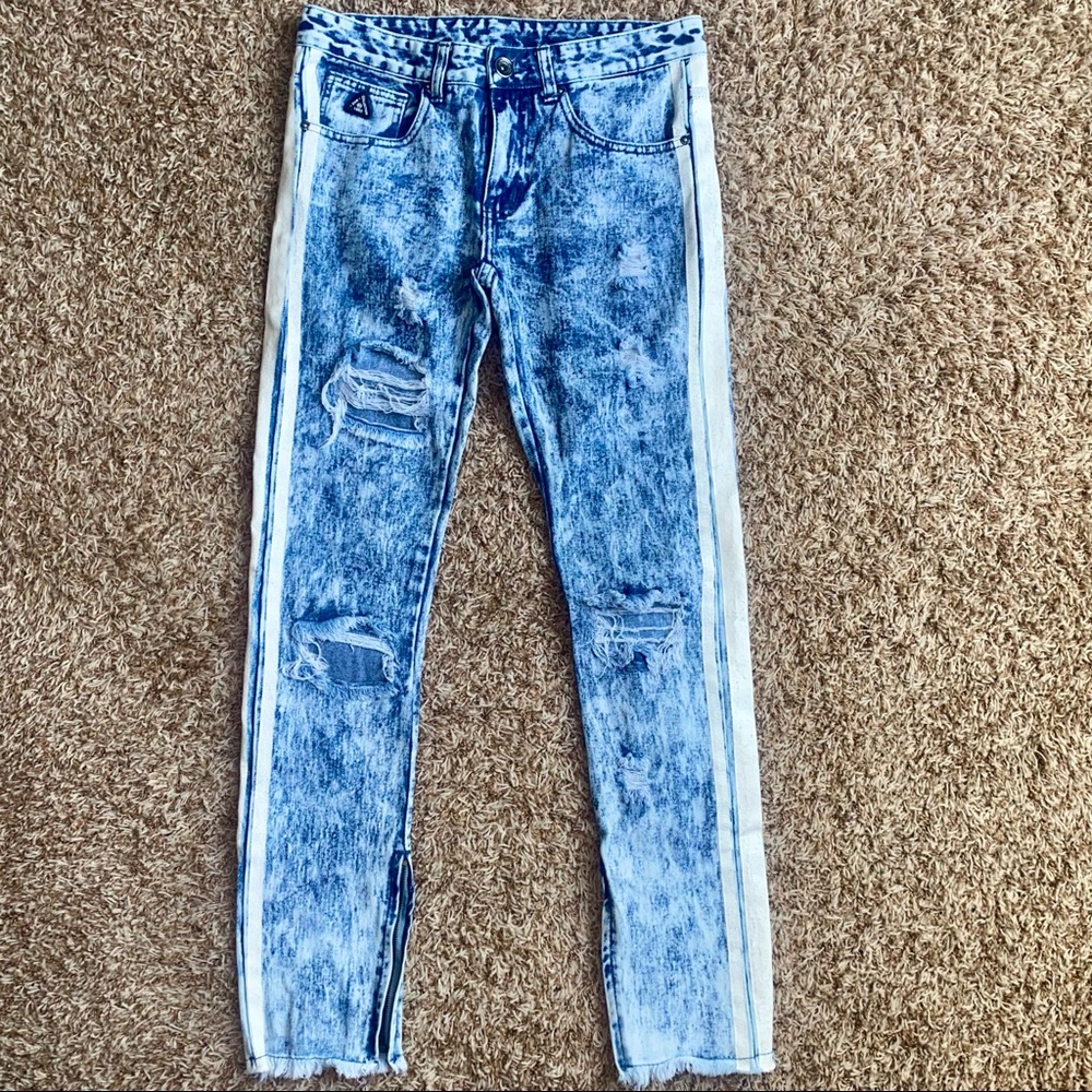 Men's DNM Collection Acid Wash Distressed Raw Hem Jeans - Size 30